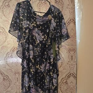 Chic Asymmetrical Floral Dress in Blue and Purple